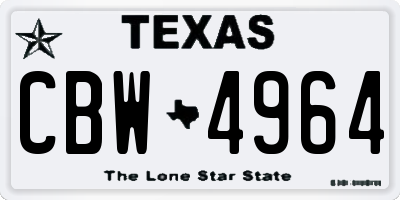 TX license plate CBW4964