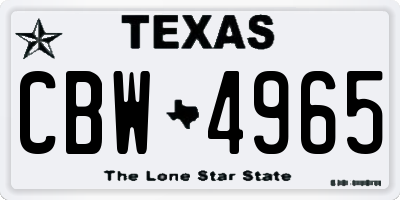 TX license plate CBW4965