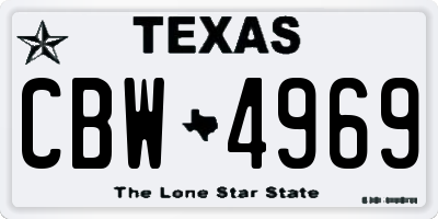 TX license plate CBW4969