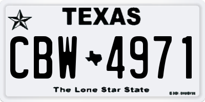 TX license plate CBW4971