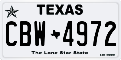 TX license plate CBW4972
