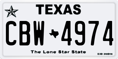 TX license plate CBW4974