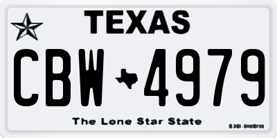 TX license plate CBW4979
