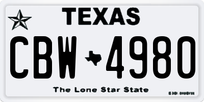 TX license plate CBW4980