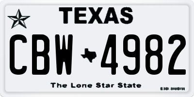 TX license plate CBW4982