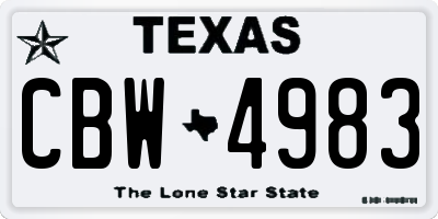 TX license plate CBW4983