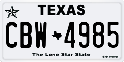 TX license plate CBW4985