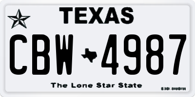 TX license plate CBW4987