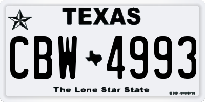 TX license plate CBW4993