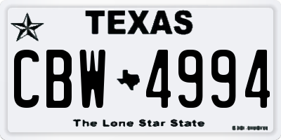 TX license plate CBW4994