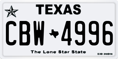TX license plate CBW4996