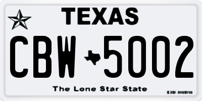 TX license plate CBW5002