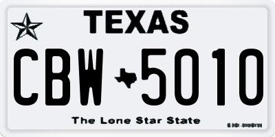 TX license plate CBW5010