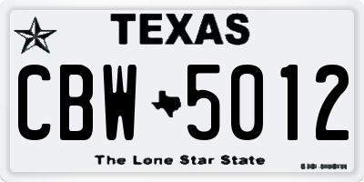 TX license plate CBW5012