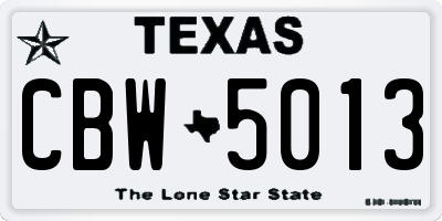 TX license plate CBW5013