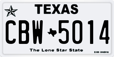TX license plate CBW5014