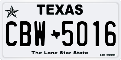 TX license plate CBW5016