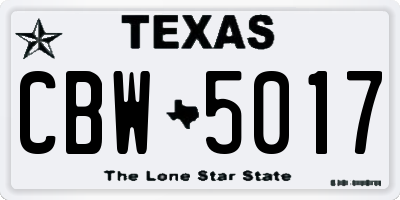 TX license plate CBW5017