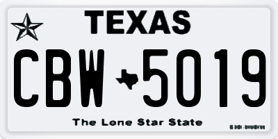 TX license plate CBW5019