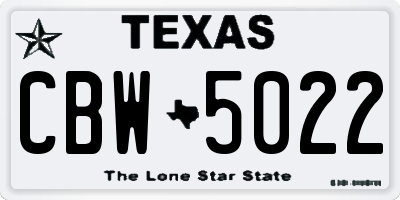 TX license plate CBW5022