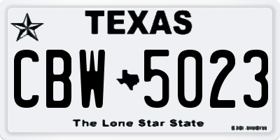 TX license plate CBW5023