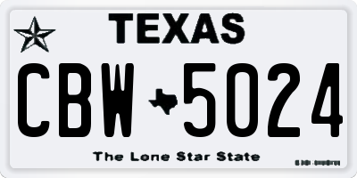 TX license plate CBW5024