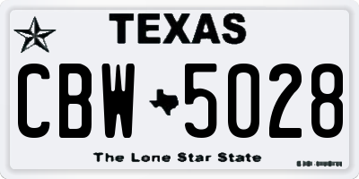 TX license plate CBW5028