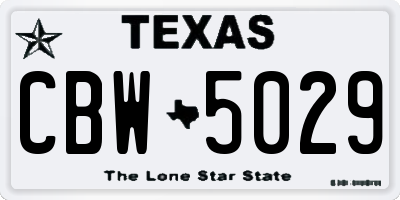 TX license plate CBW5029