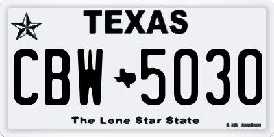 TX license plate CBW5030