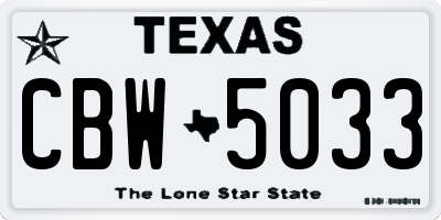 TX license plate CBW5033