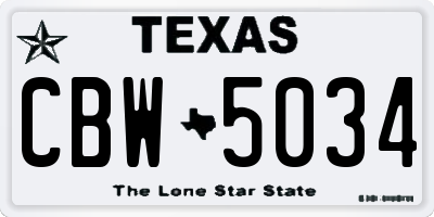TX license plate CBW5034