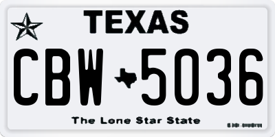 TX license plate CBW5036