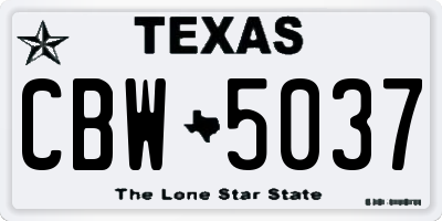 TX license plate CBW5037