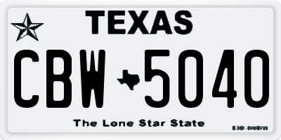 TX license plate CBW5040