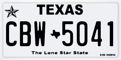 TX license plate CBW5041