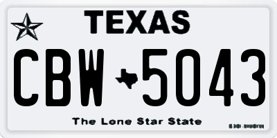 TX license plate CBW5043