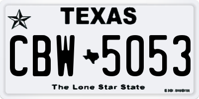 TX license plate CBW5053