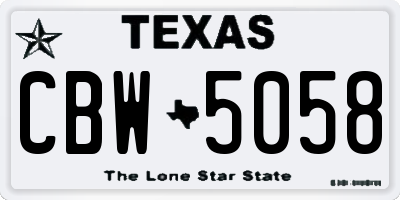 TX license plate CBW5058