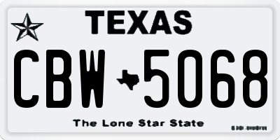 TX license plate CBW5068
