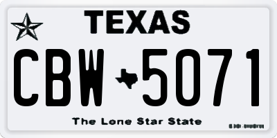 TX license plate CBW5071