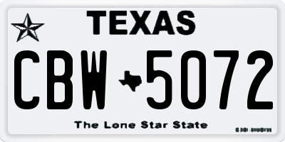 TX license plate CBW5072