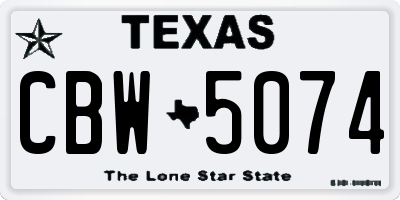 TX license plate CBW5074