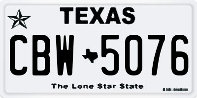TX license plate CBW5076