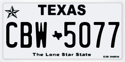 TX license plate CBW5077