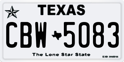 TX license plate CBW5083