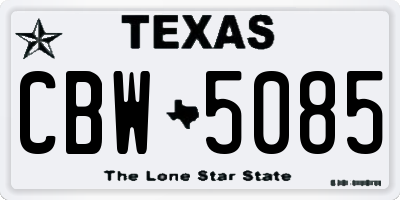 TX license plate CBW5085