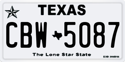 TX license plate CBW5087