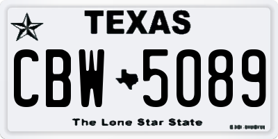 TX license plate CBW5089