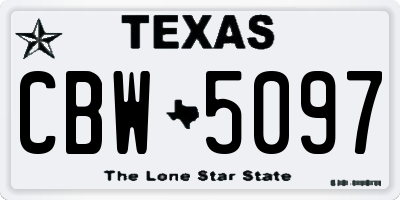 TX license plate CBW5097