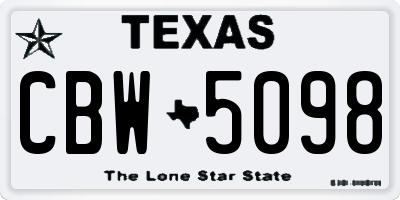TX license plate CBW5098